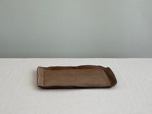 NEW Small Ceramic Rectangular Serving Tray in Brown