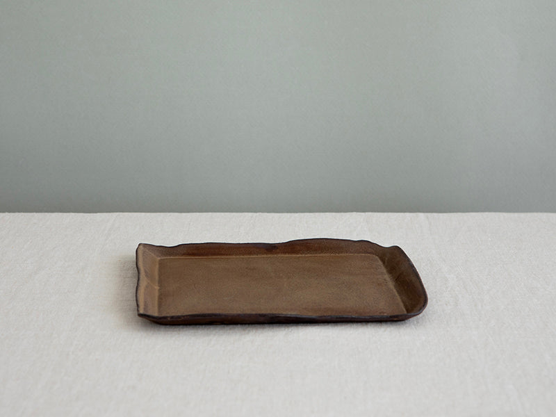 NEW Small Ceramic Rectangular Serving Tray in Brown