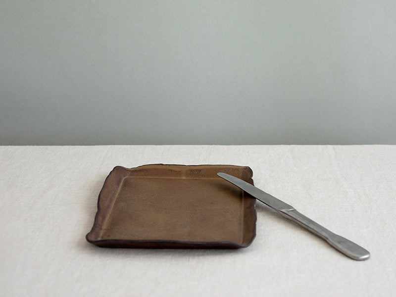 NEW Small Ceramic Rectangular Serving Tray in Brown