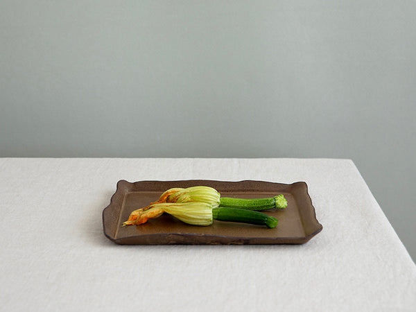 NEW Small Ceramic Rectangular Serving Tray in Brown