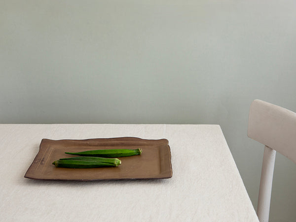 NEW Large Ceramic Rectangular Serving Tray in Brown