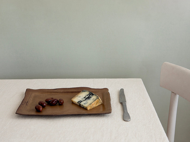 NEW Large Ceramic Rectangular Serving Tray in Brown
